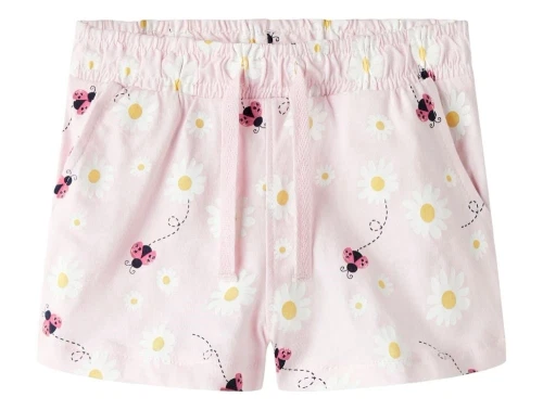 Lyserøde shorts fra Name it med print af flyvende mariehøns og bellis blomster 13215112 festival bloom ladybug